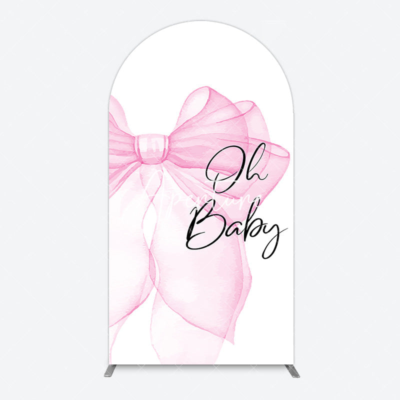 Aperturee - Aperturee Pink Bow Tie Oh Baby Gender Reveal Arch Backdrop