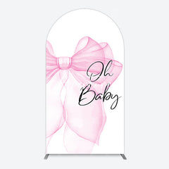 Aperturee - Aperturee Pink Bow Tie Oh Baby Gender Reveal Arch Backdrop