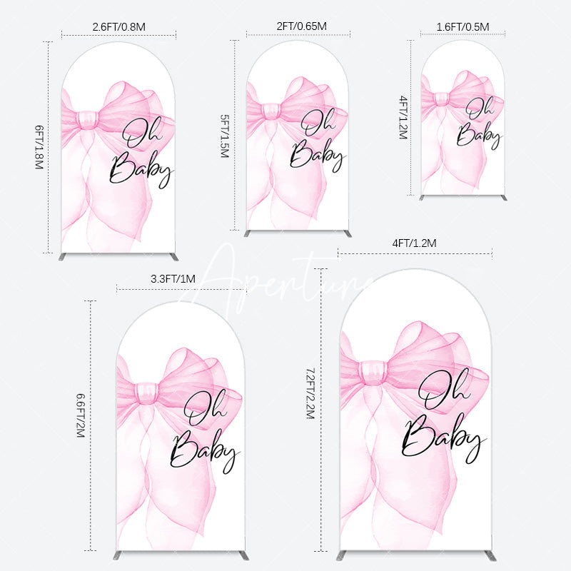 Aperturee - Aperturee Pink Bow Tie Oh Baby Gender Reveal Arch Backdrop