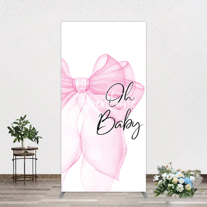 Aperturee - Aperturee Pink Bow Tie Oh Baby Gender Reveal Arch Backdrop