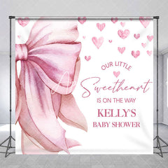 Aperturee - Aperturee Pink Bow Tie Sweatheart Custom Baby Shower Backdrop