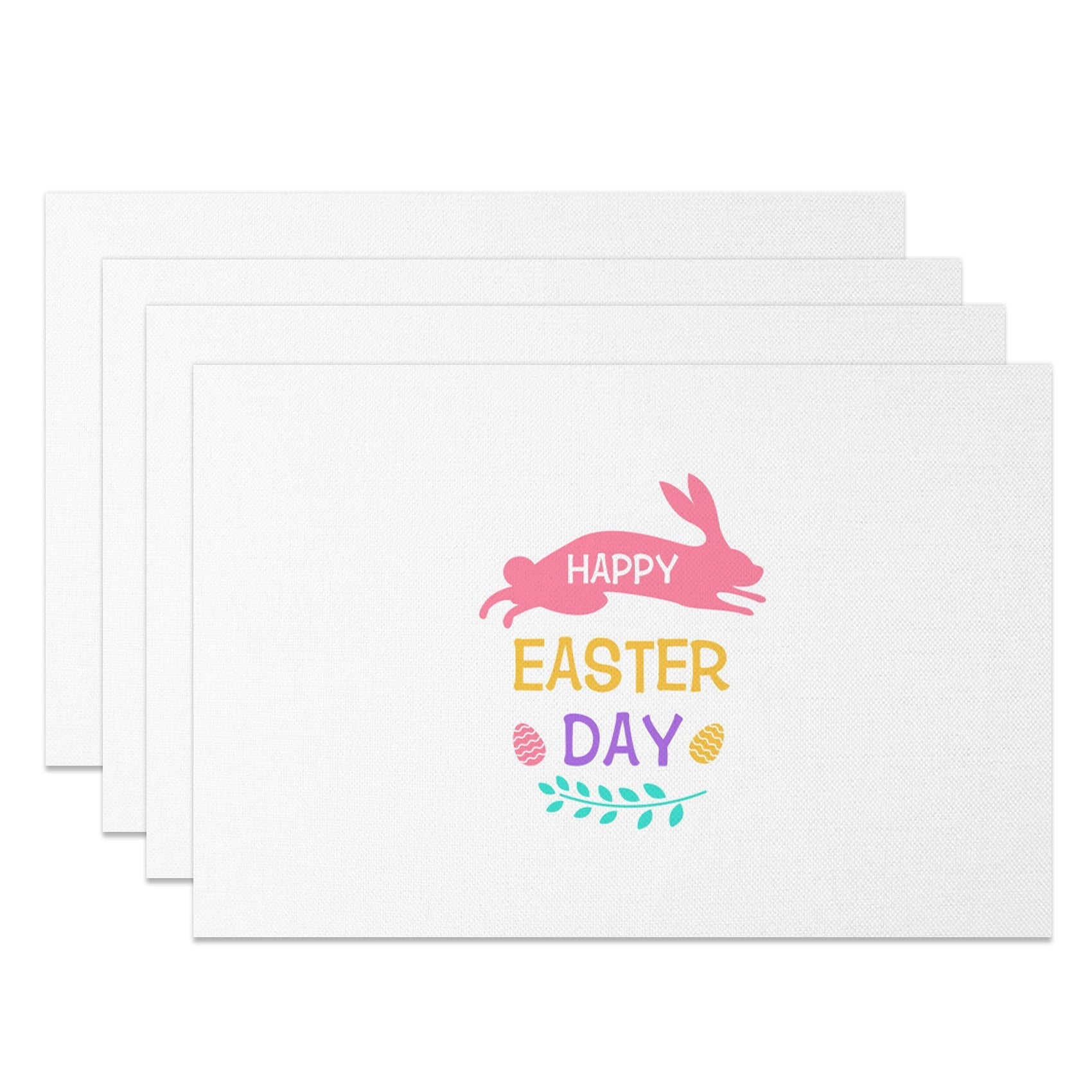 Aperturee - Aperturee Pink Bunny Egg Hapyy Easter Day Set Of 4 Placemats