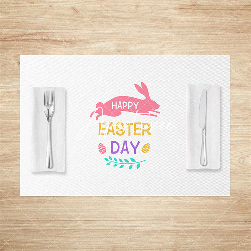 Aperturee - Aperturee Pink Bunny Egg Hapyy Easter Day Set Of 4 Placemats