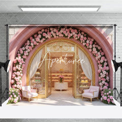 Aperturee - Aperturee Pink Cake Shop Bake Store Floral Photography Backdrop