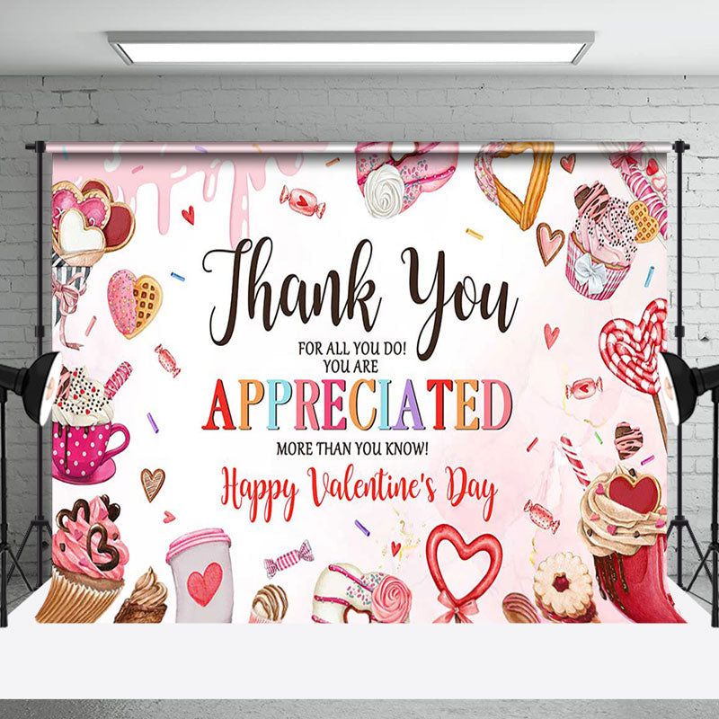 Aperturee - Aperturee Pink Candyland Dessert Happy Valentines Day Backdrop