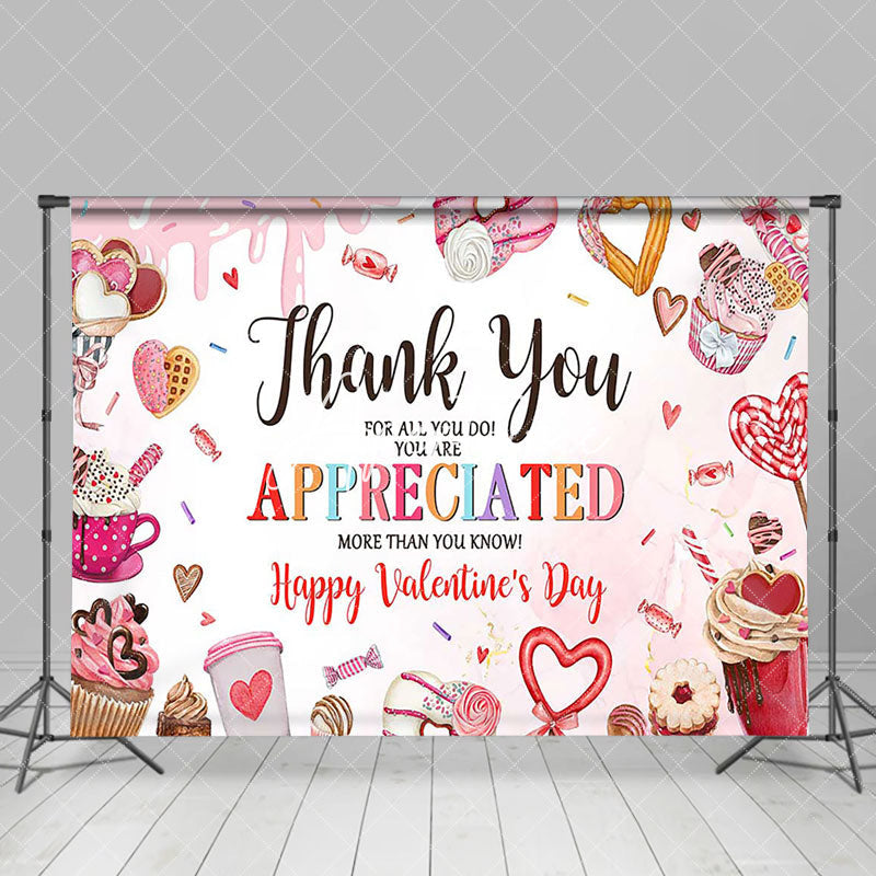 Aperturee - Aperturee Pink Candyland Dessert Happy Valentines Day Backdrop