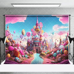 Aperturee - Aperturee Pink Candyland Dreamy Castle Photography Backdrop