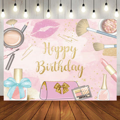 Aperturee - Aperturee Pink Cosmetic Makeup Girl Theme Birthday Backdrop