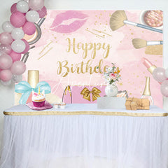 Aperturee - Aperturee Pink Cosmetic Makeup Girl Theme Birthday Backdrop