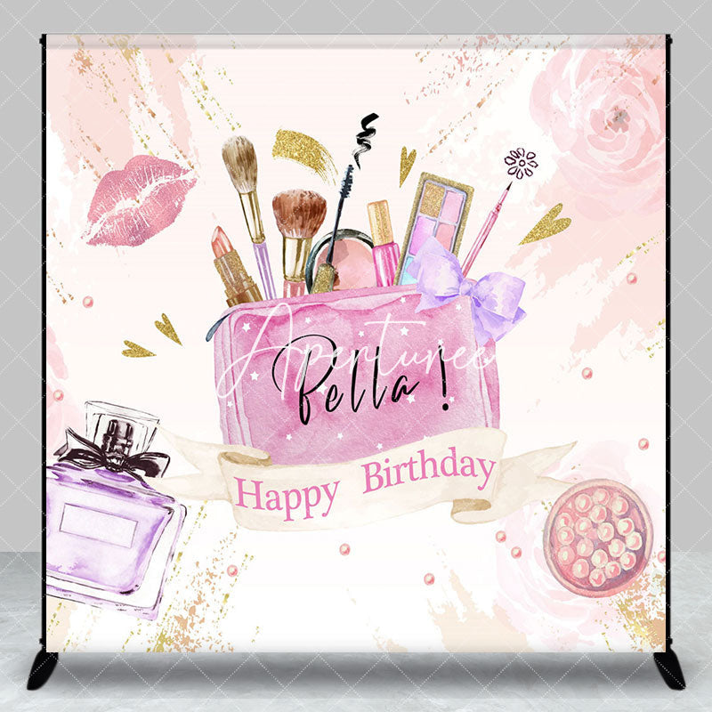 Aperturee - Aperturee Pink Cosmetics Perfume Custom Name Birthday Backdrop