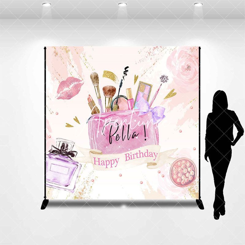 Aperturee - Aperturee Pink Cosmetics Perfume Custom Name Birthday Backdrop