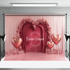 Aperturee - Aperturee Pink Curtain Floral Arch Heart Balloon Backdrop