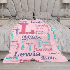 Aperturee - Aperturee Pink Custom Different Artistic Font Name Blanket