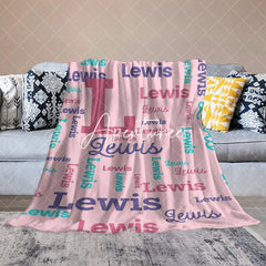 Aperturee - Aperturee Pink Custom Different Artistic Font Name Blanket