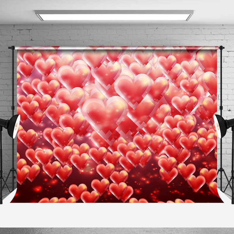 Aperturee - Aperturee Pink Dense Hearts Romantic Valentines Day Backdrop