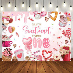 Aperturee - Aperturee Pink Dessert Little Sweetheart 1st Birthday Backdrop