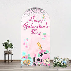 Aperturee - Aperturee Pink Diamonds Happy Galentines Day Arch Backdrop