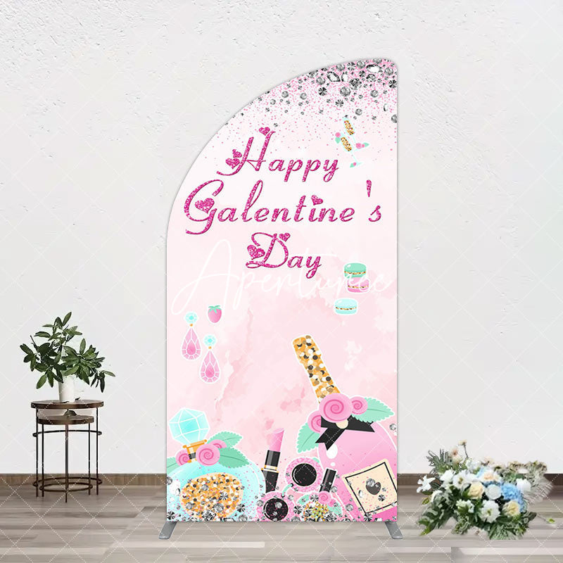 Aperturee - Aperturee Pink Diamonds Happy Galentines Day Arch Backdrop