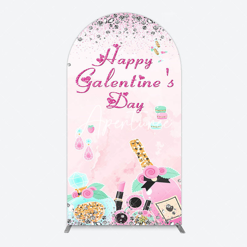 Aperturee - Aperturee Pink Diamonds Happy Galentines Day Arch Backdrop