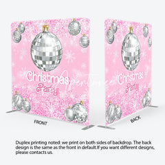 Aperturee - Aperturee Pink Disco Ball Snowy Christmas Pillow Case Backdrop