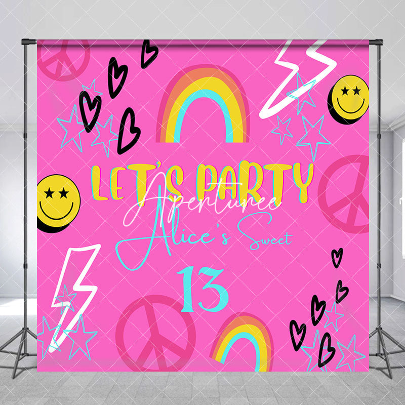 Aperturee - Aperturee Pink Disco Vibe Custom Sweet 13 Birthday Backdrop