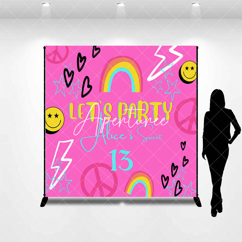 Aperturee - Aperturee Pink Disco Vibe Custom Sweet 13 Birthday Backdrop