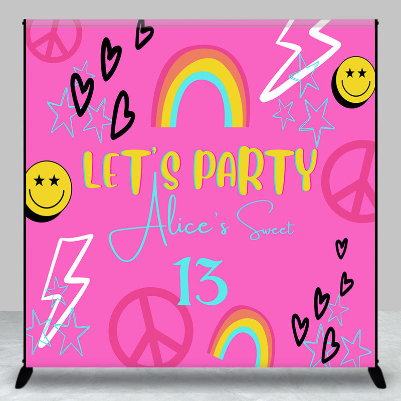 Aperturee - Aperturee Pink Disco Vibe Custom Sweet 13 Birthday Backdrop