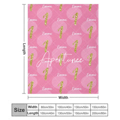 Aperturee - Aperturee Pink Dot Repeated Gold Glitter 1 Custom Name Blanket