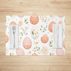 Aperturee - Aperturee Pink Eggs Floral Plant Easter Set Of 4 Placemats