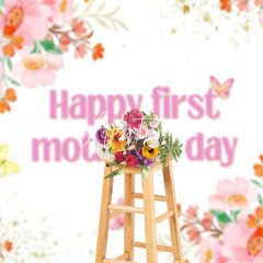 Aperturee - Aperturee Pink Elegant Floral Happy First Mothers Day Backdrop