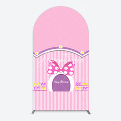 Aperturee - Aperturee Pink Fairy Tale Mouse Happy Birthday Arch Backdrop