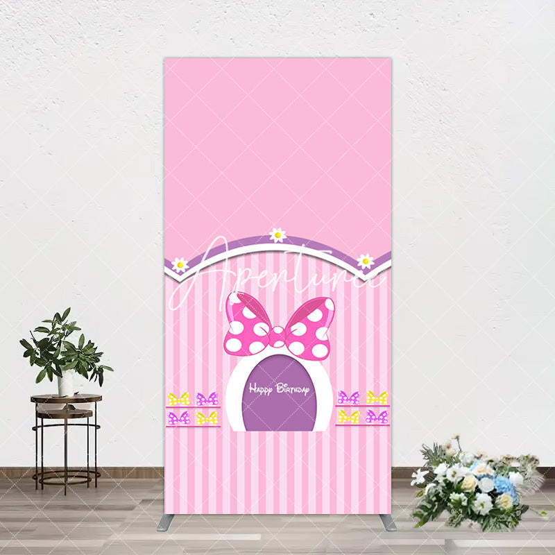 Aperturee - Aperturee Pink Fairy Tale Mouse Happy Birthday Arch Backdrop