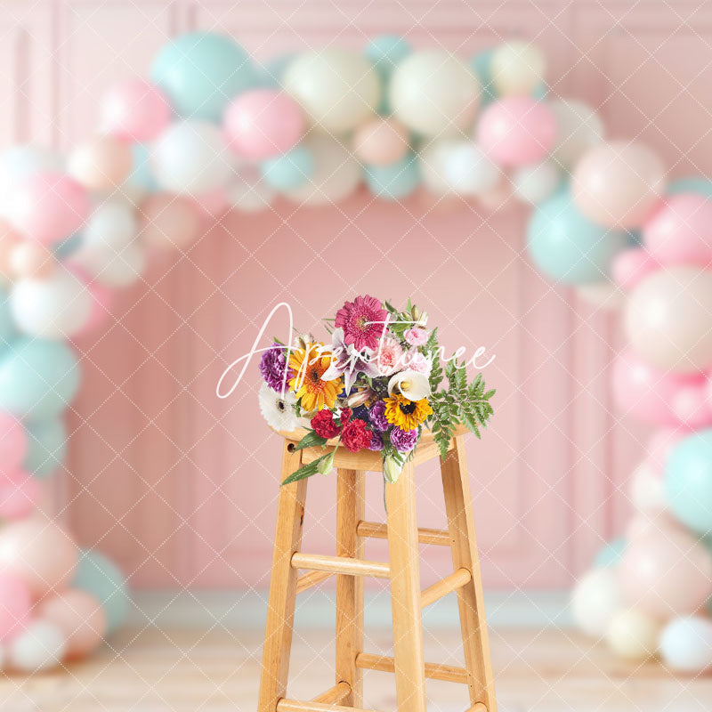 Aperturee - Aperturee Pink Fairy Tale Wall Arch Balloon Cake Smash Backdrop