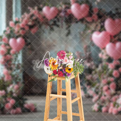 Aperturee - Aperturee Pink Floral Arch Balloons Valentines Day Backdrop