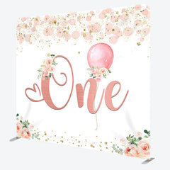 Aperturee - Aperturee Pink Floral Balloon Fabric Backdrop Cover for Birthday