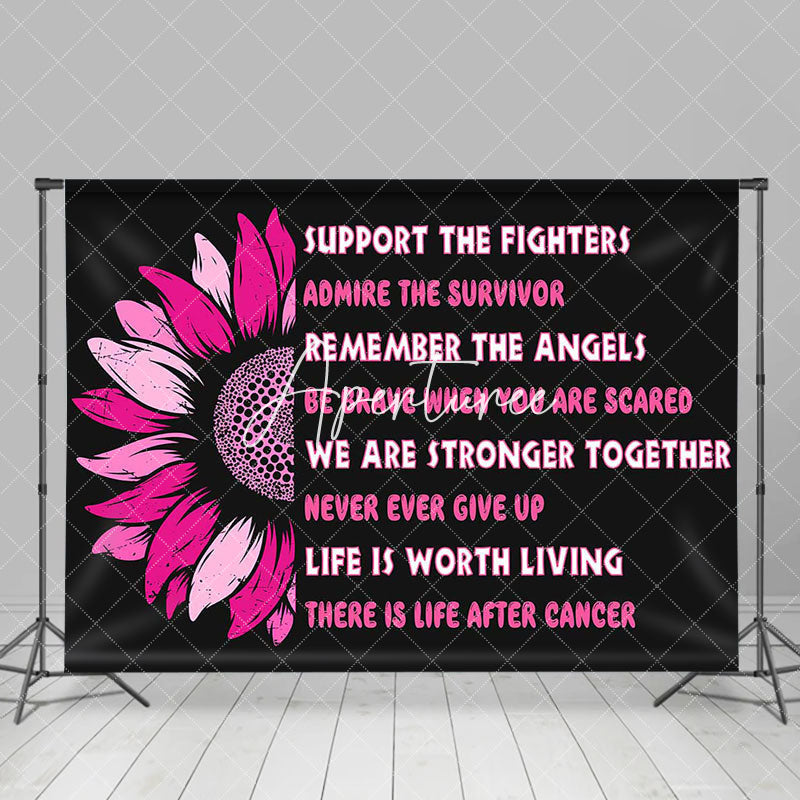 Aperturee - Aperturee Pink Floral Breast Cancer Awareness Month Backdrop