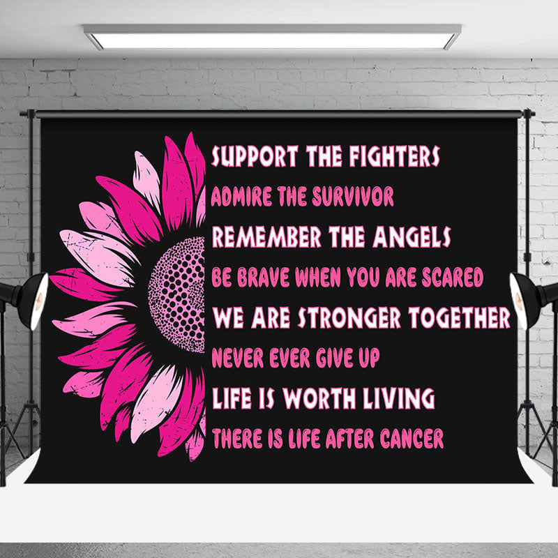 Aperturee - Aperturee Pink Floral Breast Cancer Awareness Month Backdrop