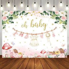 Aperturee - Aperturee Pink Floral Country House Mushroom Oh Baby Backdrop