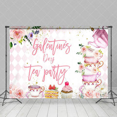 Aperturee - Aperturee Pink Floral Dessert Galentines Day Tea Party Backdrop