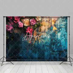 Aperturee - Aperturee Pink Floral Lake Blue Fine Art Photography Backdrop