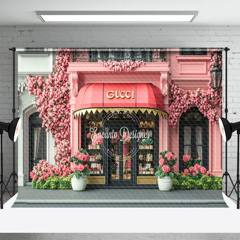 Aperturee - Aperturee Pink Floral Luxury Store Street Spring Backdrop