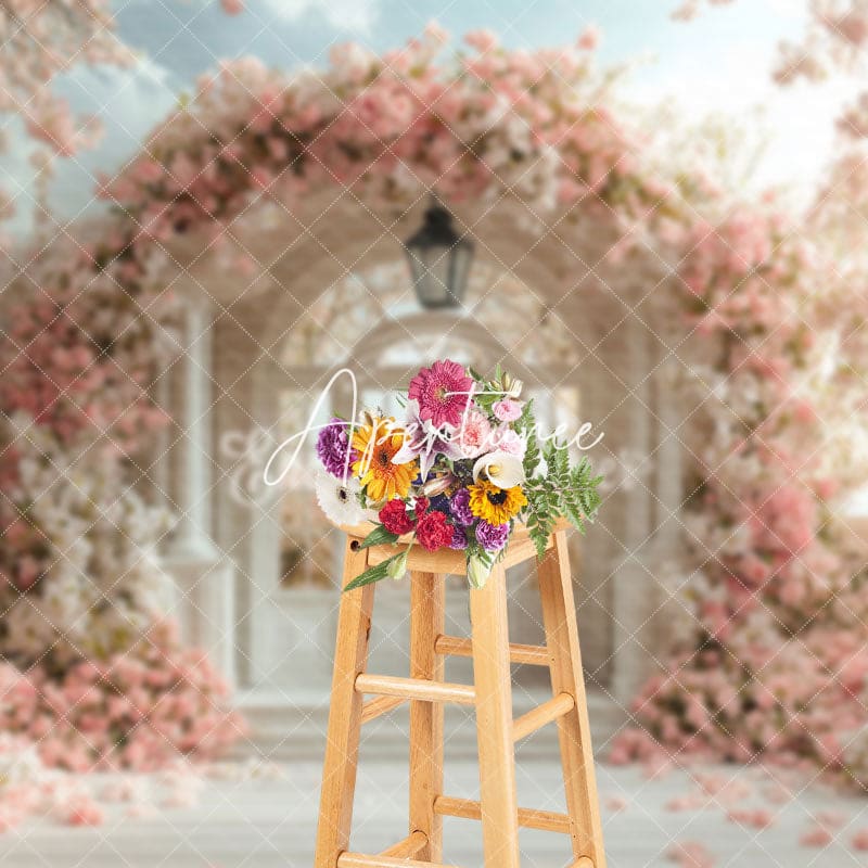 Aperturee - Aperturee Pink Flower Blooming Spring Scenery Backdrop