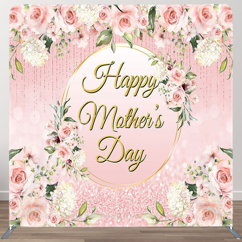 Aperturee - Aperturee Pink Flower Glitter Fabric Backdrop Cover for Mothers Day