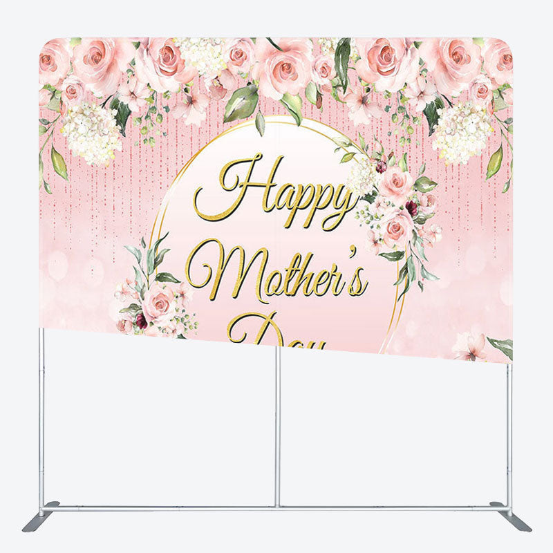 Aperturee - Aperturee Pink Flower Glitter Fabric Backdrop Cover for Mothers Day