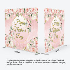 Aperturee - Aperturee Pink Flower Glitter Fabric Backdrop Cover for Mothers Day