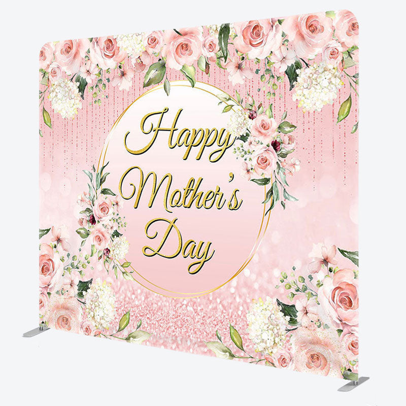 Aperturee - Aperturee Pink Flower Glitter Fabric Backdrop Cover for Mothers Day