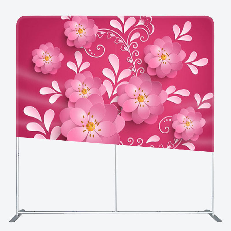 Aperturee - Aperturee Pink Flower Swivel Red Fabric Birthday Backdrop Cover