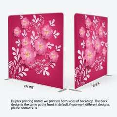 Aperturee - Aperturee Pink Flower Swivel Red Fabric Birthday Backdrop Cover