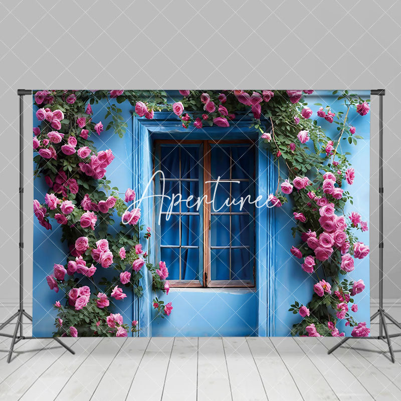 Aperturee - Aperturee Pink Flowers Window Fine Art Photography Backdrop