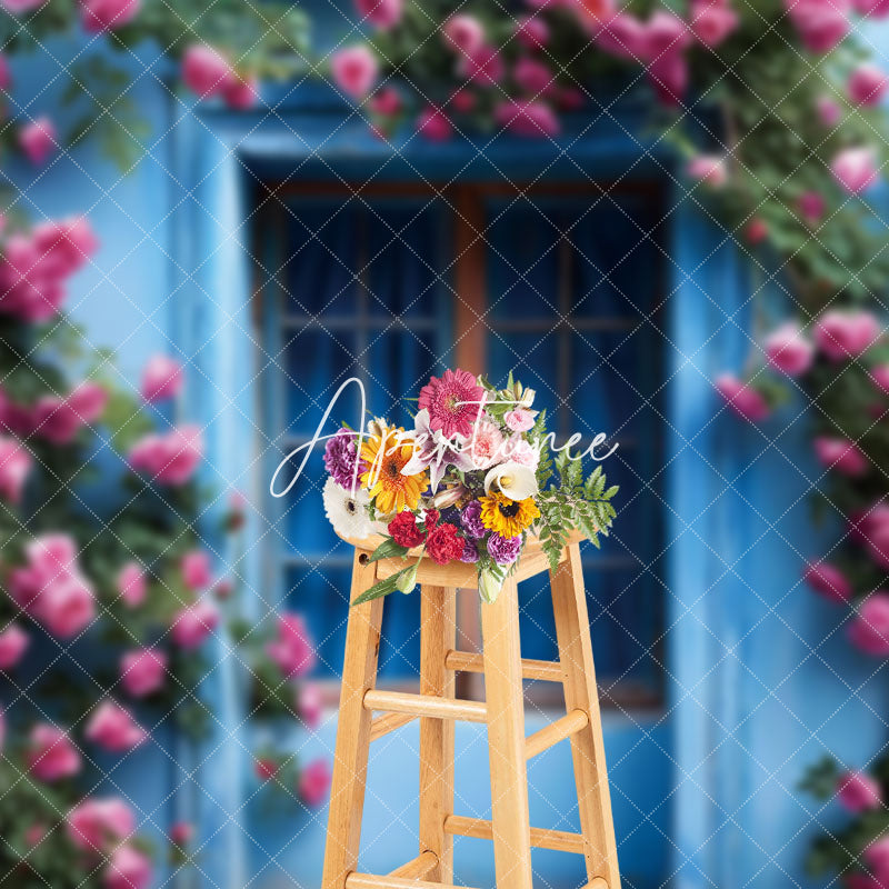 Aperturee - Aperturee Pink Flowers Window Fine Art Photography Backdrop